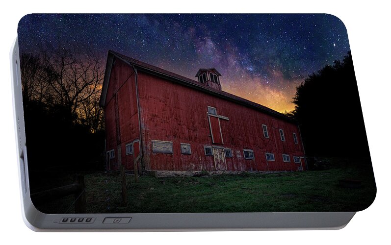 Milky Way Portable Battery Charger featuring the photograph Cosmic Barn by Bill Wakeley