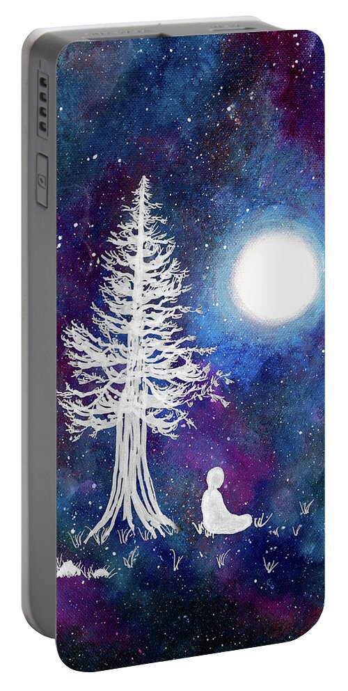 Zenbreeze Portable Battery Charger featuring the painting Cosmic Buddha Meditation by Laura Iverson