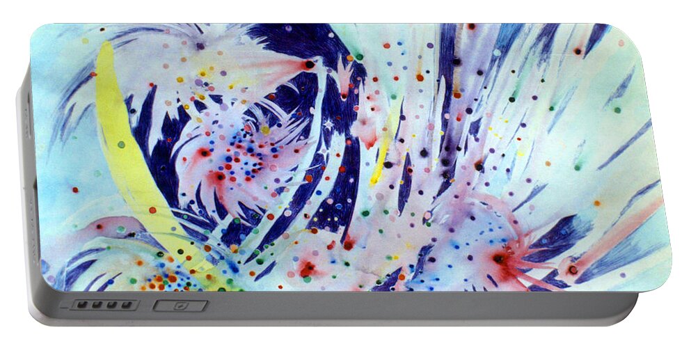 Abstract Portable Battery Charger featuring the painting Cosmic Candy by Steve Karol