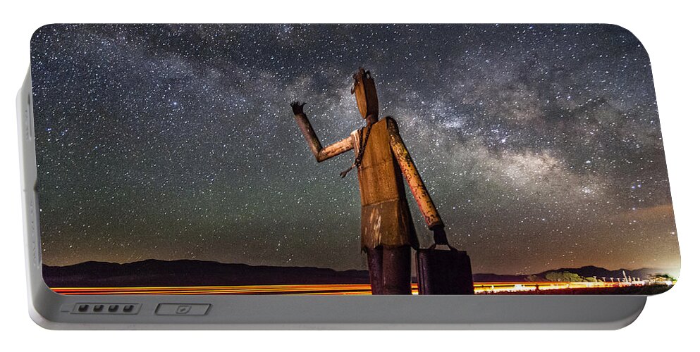 Night Portable Battery Charger featuring the photograph Cosmic Hitchhiker by Cat Connor