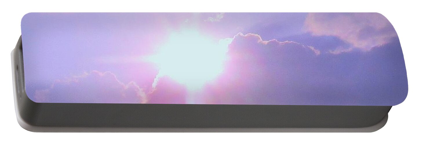 Sky Portable Battery Charger featuring the photograph Cosmic Rays of Love by Sharon Ackley