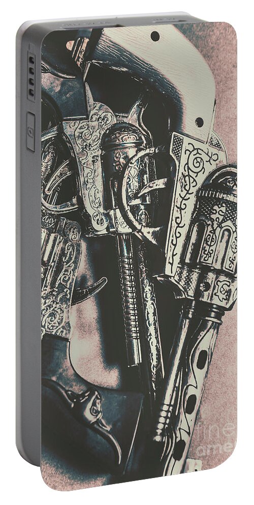 Western Portable Battery Charger featuring the photograph Country and western pistols by Jorgo Photography