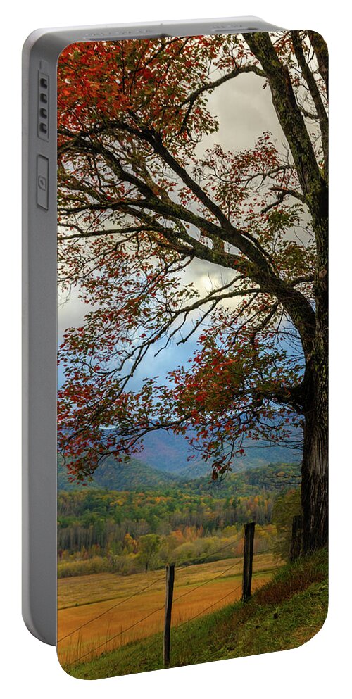 Appalachia Portable Battery Charger featuring the photograph Country Maple along the Lane Painting by Debra and Dave Vanderlaan