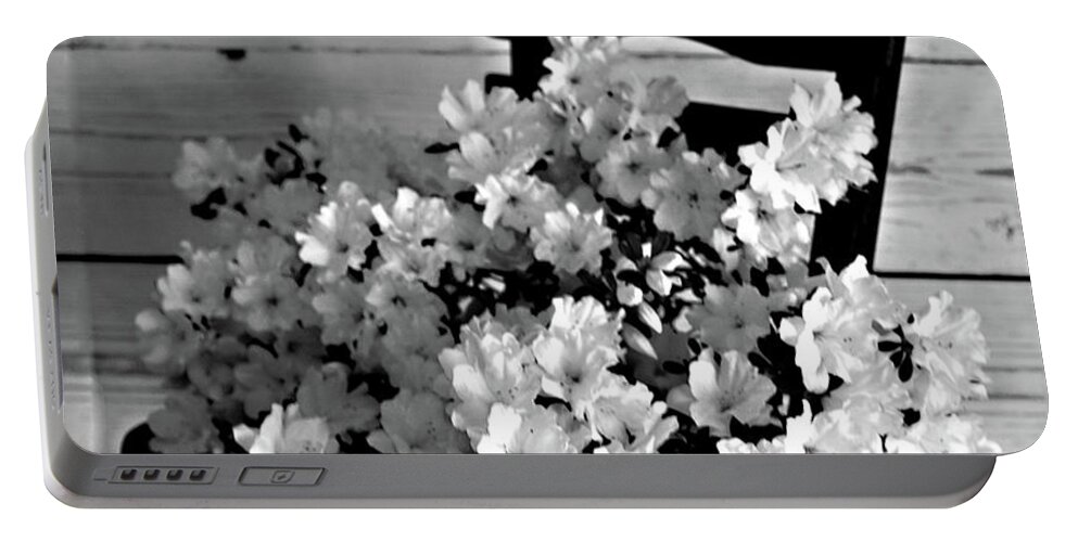 Porch Portable Battery Charger featuring the photograph Country Porch in B and W by Sherry Hallemeier