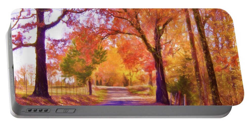 Fall Landscape Portable Battery Charger featuring the photograph Country Road - Fall Landscape by Barry Jones