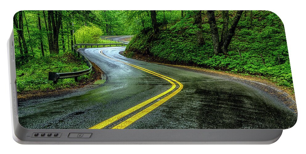 Spring Portable Battery Charger featuring the photograph Country Road in Spring Rain by Thomas R Fletcher