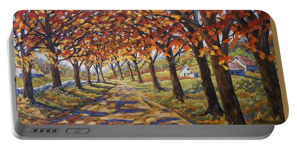 Art Portable Battery Charger featuring the painting Country Road by Richard T Pranke