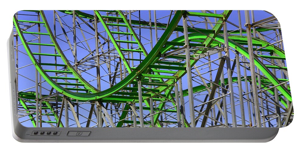 Green Portable Battery Charger featuring the photograph County Fair Thrill Ride by Joe Kozlowski