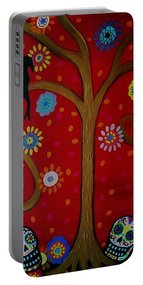 Tree Portable Battery Charger featuring the painting Couple Day Of The Dead by Pristine Cartera Turkus