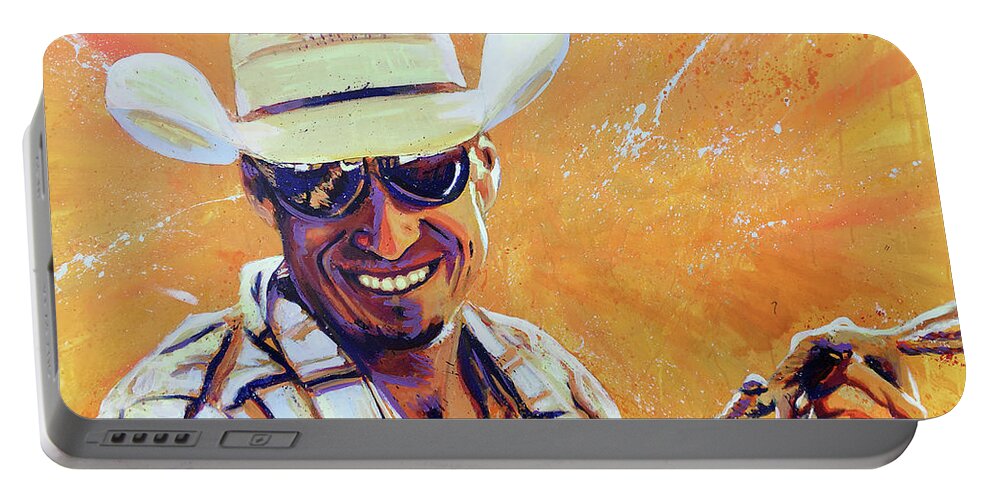 Cowboy Portable Battery Charger featuring the painting Court Will by Steve Gamba