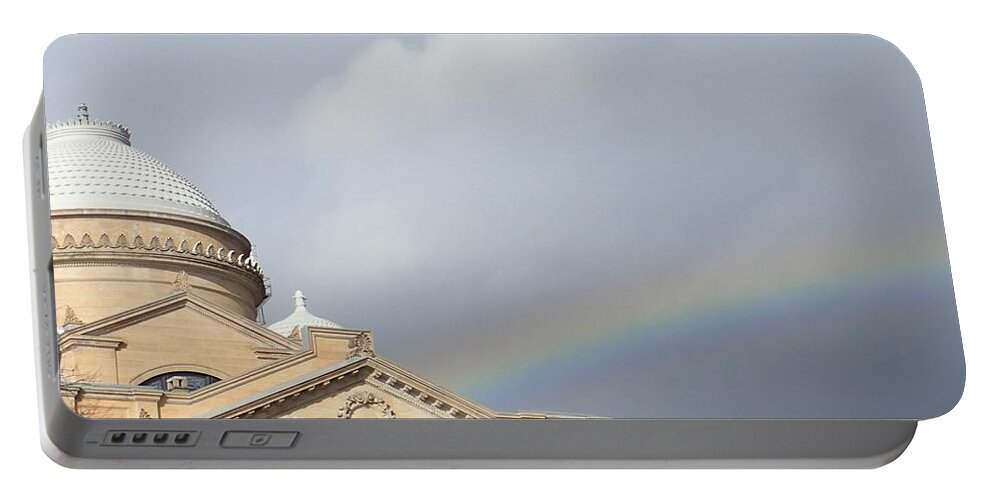 Wilkes-barre Portable Battery Charger featuring the photograph Courthouse Rainbow by Christina Verdgeline
