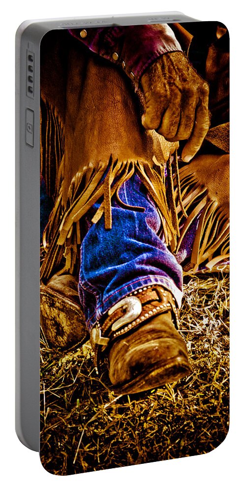 Cowboy Portable Battery Charger featuring the photograph Cowboy Gold by Toni Hopper