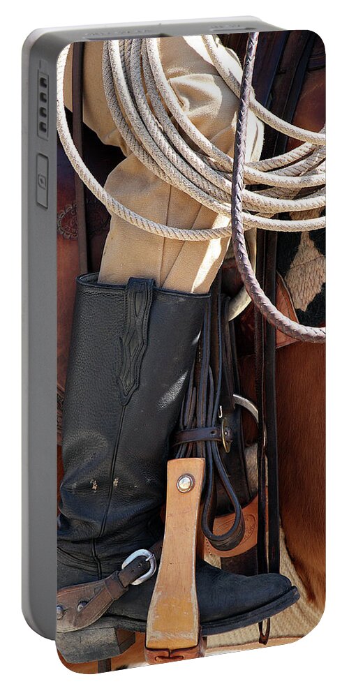 Fort Worth Portable Battery Charger featuring the photograph Cowboy Tack by Joan Carroll