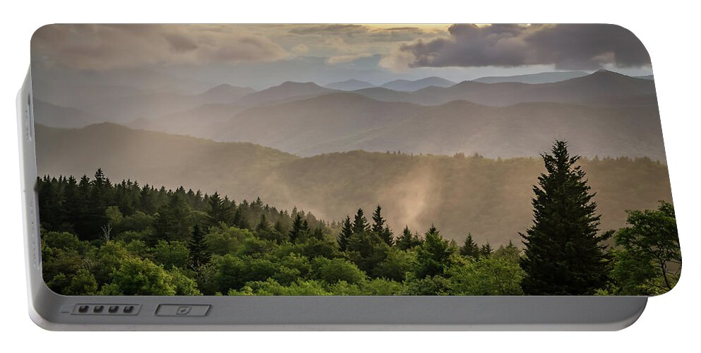 America Portable Battery Charger featuring the photograph Cowee Mountains Sunset 2 by Serge Skiba