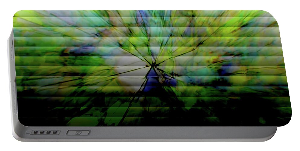 Abstract Portable Battery Charger featuring the digital art Cracked Abstract Green by Carol Crisafi