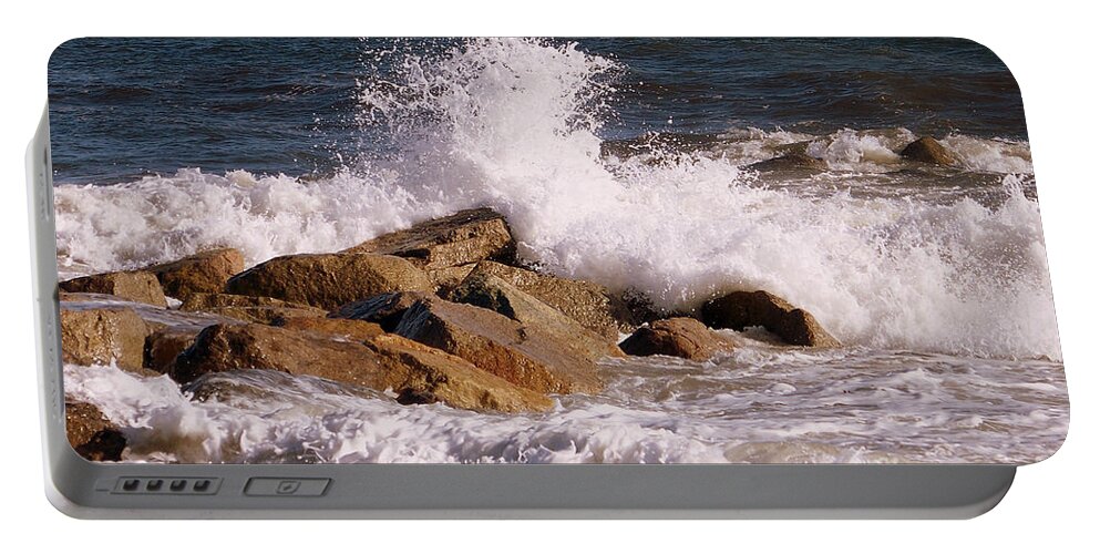 Seascape Portable Battery Charger featuring the photograph Crashing Surf by Eunice Miller