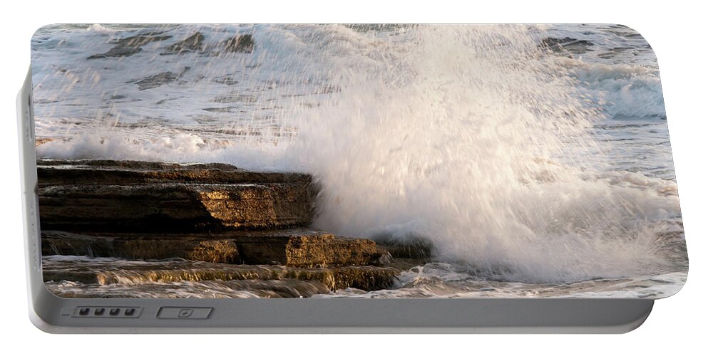 Wave Portable Battery Charger featuring the photograph Crashing waves by Michalakis Ppalis