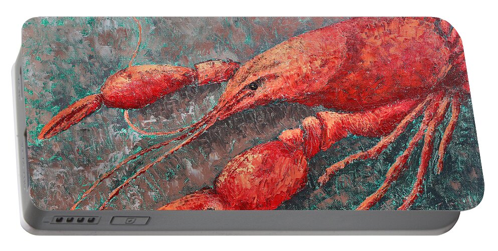 Animal Portable Battery Charger featuring the painting Crawfish by Todd Blanchard