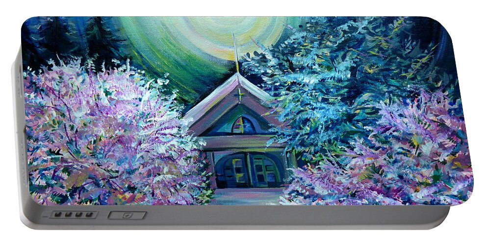 Landscape Portable Battery Charger featuring the painting Crazy Moon of Midnapore by Anna Duyunova