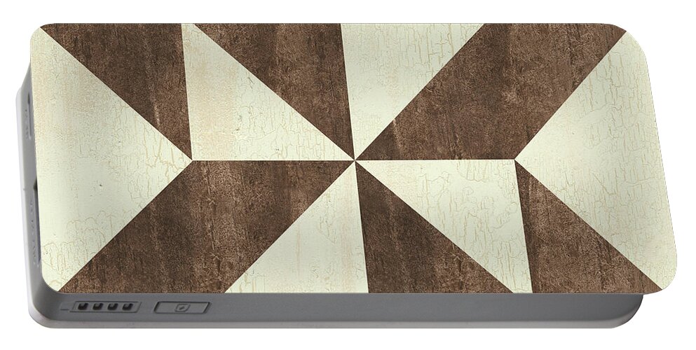 Quilt Portable Battery Charger featuring the painting Cream and Brown Quilt by Debbie DeWitt