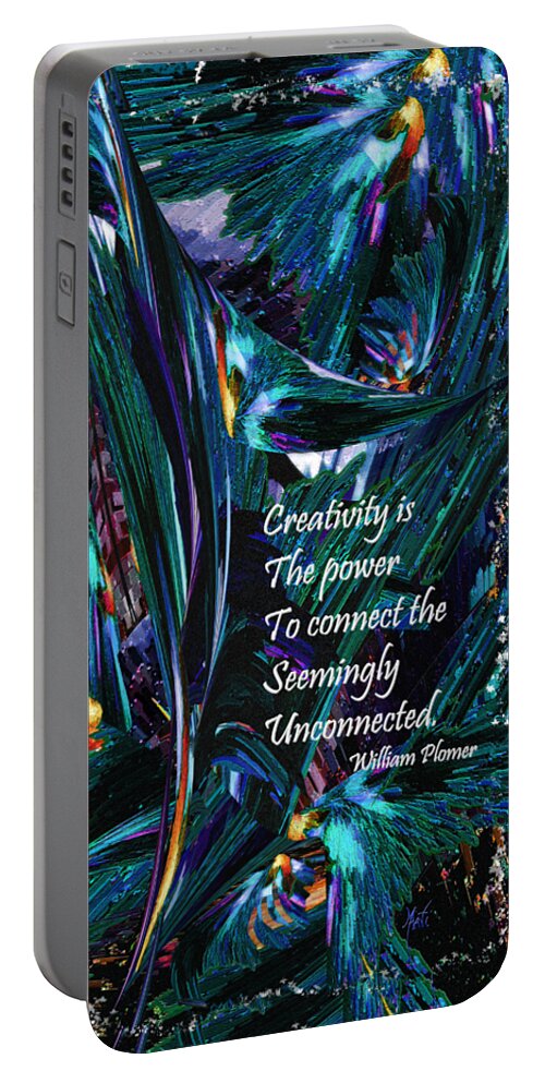 Creativity Portable Battery Charger featuring the mixed media Creativity is quote William Plomer by Michele Avanti