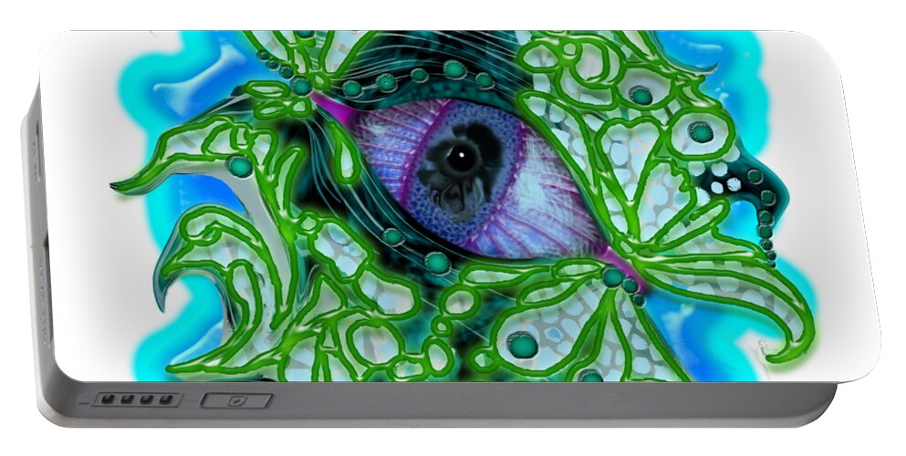 Eye Portable Battery Charger featuring the digital art Creature Eye by Adria Trail