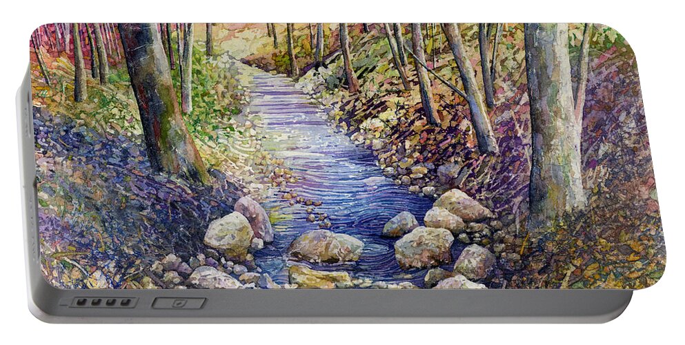 Creek Portable Battery Charger featuring the painting Creek Crossing by Hailey E Herrera
