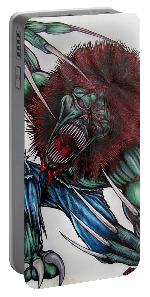 Michael Tmad Finney Portable Battery Charger featuring the drawing Creeper by Michael TMAD Finney