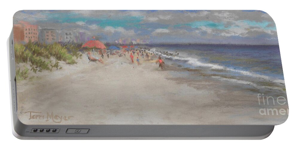 Seascape Crescent Beach Portable Battery Charger featuring the painting Crescent Beach, Myrtle Beach by Terri Meyer