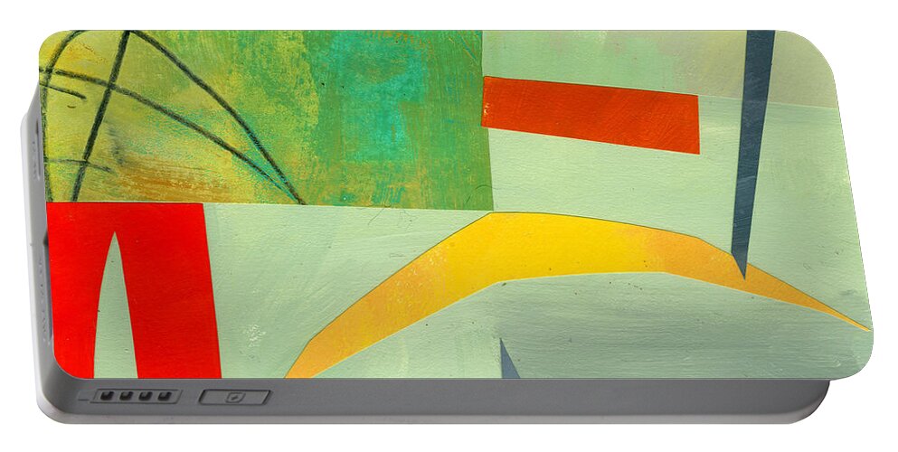 Abstract Art Portable Battery Charger featuring the painting Crescent Moon by Jane Davies