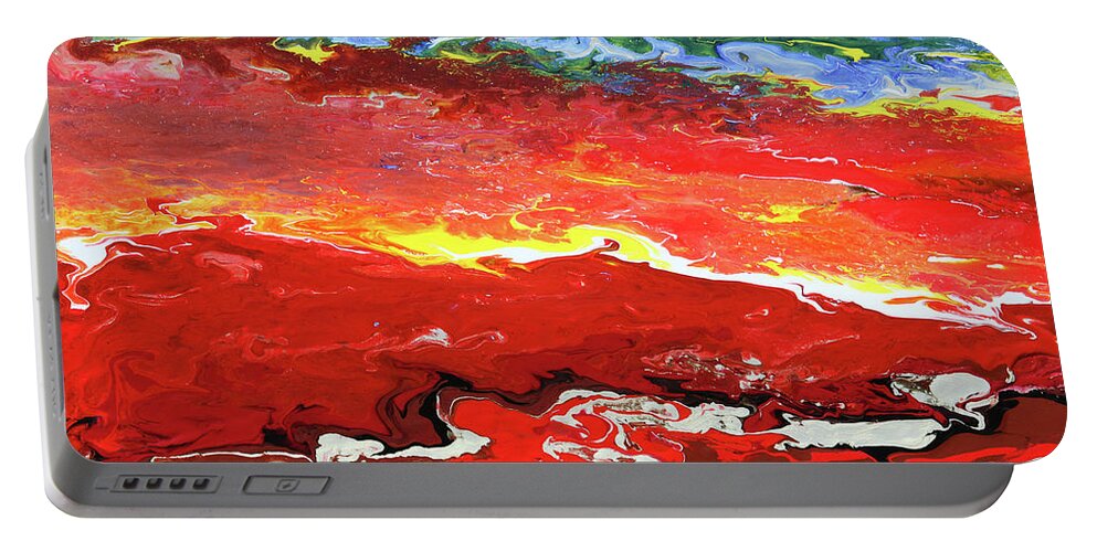 Fusionart Portable Battery Charger featuring the painting Crimson Drift by Ralph White