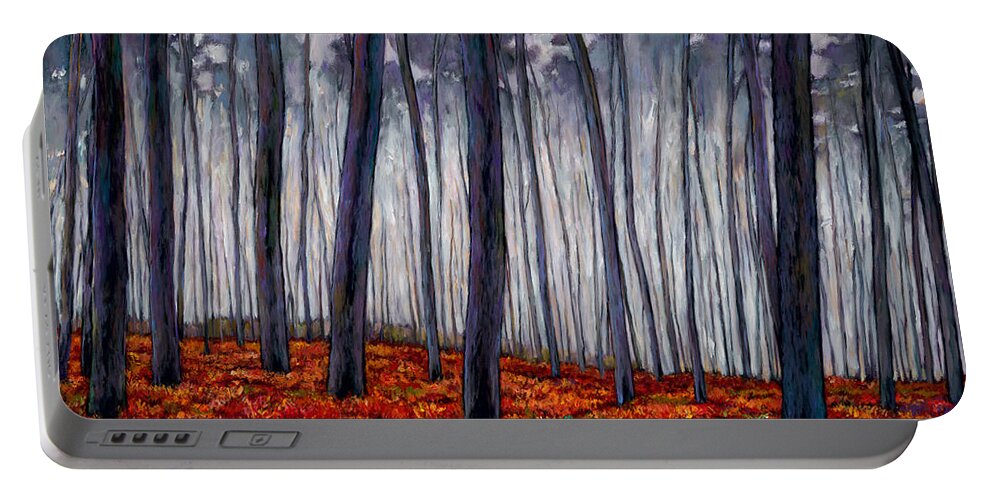 Contemporary Landscape Portable Battery Charger featuring the painting Crimson Walk by Johnathan Harris