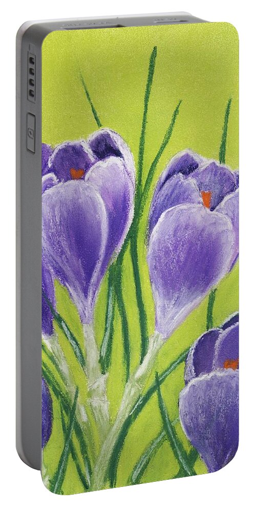 Crocus Portable Battery Charger featuring the painting Crocus by Anastasiya Malakhova