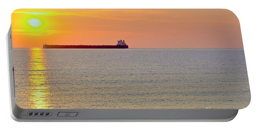 Freighter Portable Battery Charger featuring the photograph Crossing the line by Merle Grenz