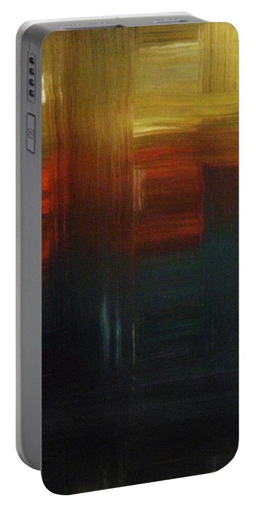 Abstract Portable Battery Charger featuring the painting Crossroads by Todd Hoover
