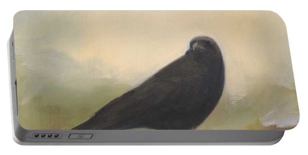Bird Portable Battery Charger featuring the painting Crow 24 by David Ladmore