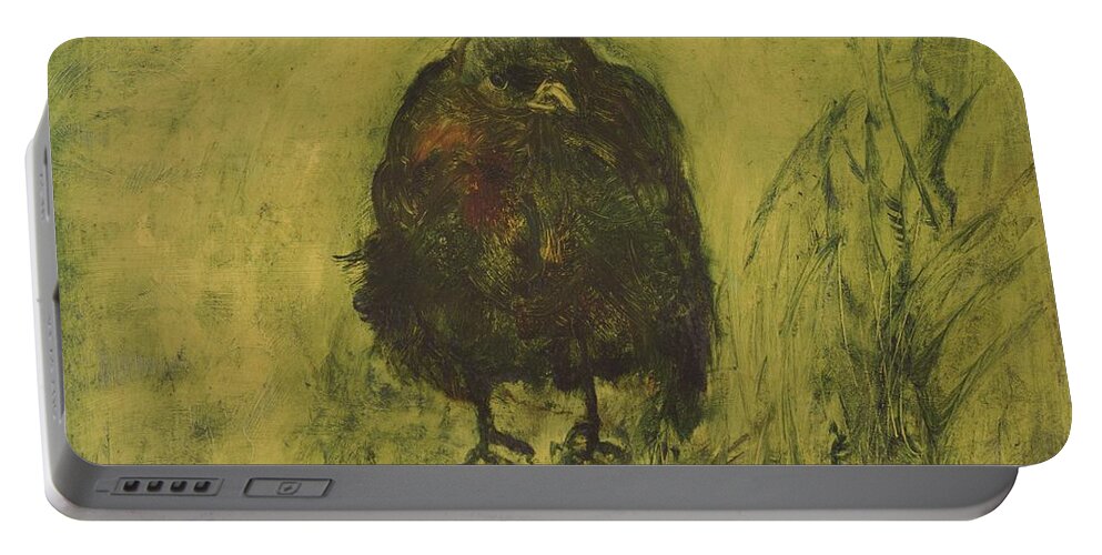 Bird Portable Battery Charger featuring the painting Crow 26 by David Ladmore