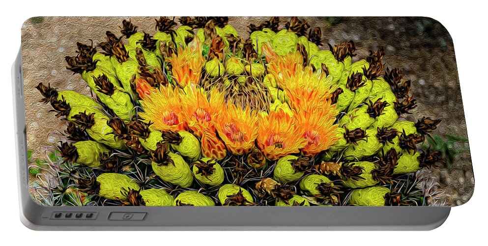 Barrel Cactus Portable Battery Charger featuring the photograph Crown O Plenty op10 by Mark Myhaver