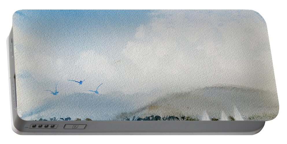 Beautiful Portable Battery Charger featuring the painting Cruising in Company along the Tasmania coast by Dorothy Darden
