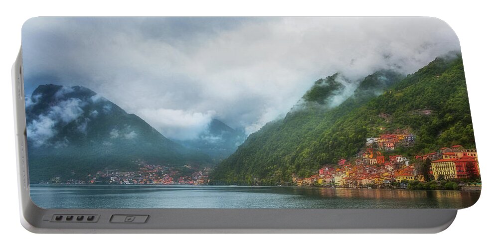 Joan Carroll Portable Battery Charger featuring the photograph Cruising Lake Como Italy by Joan Carroll