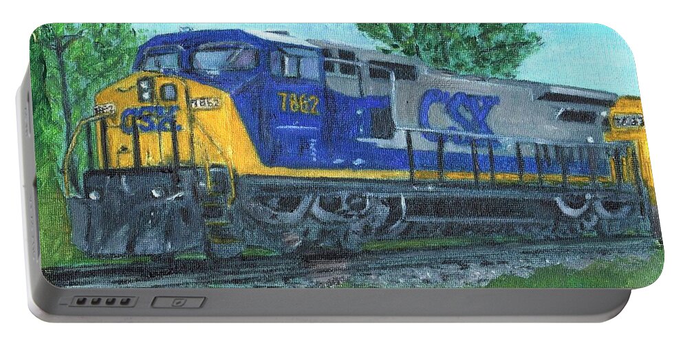 Train Portable Battery Charger featuring the painting CSX by Cliff Wilson