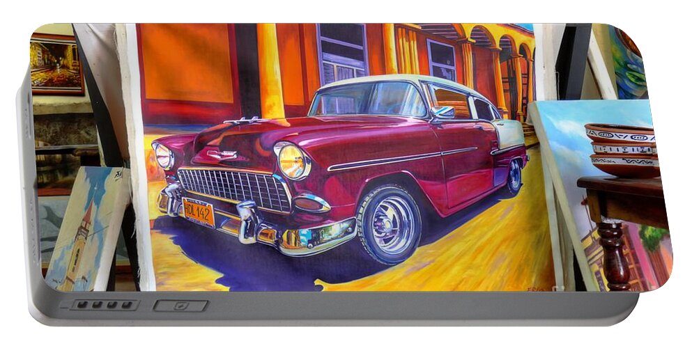 Becky Carroll Portable Battery Charger featuring the photograph Cuban Art Cars by Wayne Moran