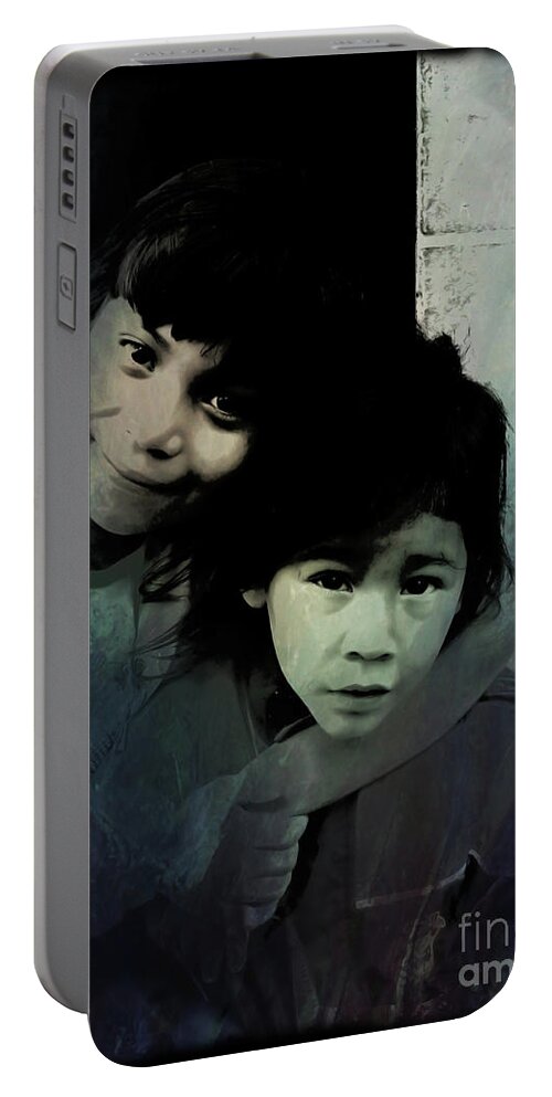 Brother Portable Battery Charger featuring the photograph Cuenca Kids 1064a by Al Bourassa