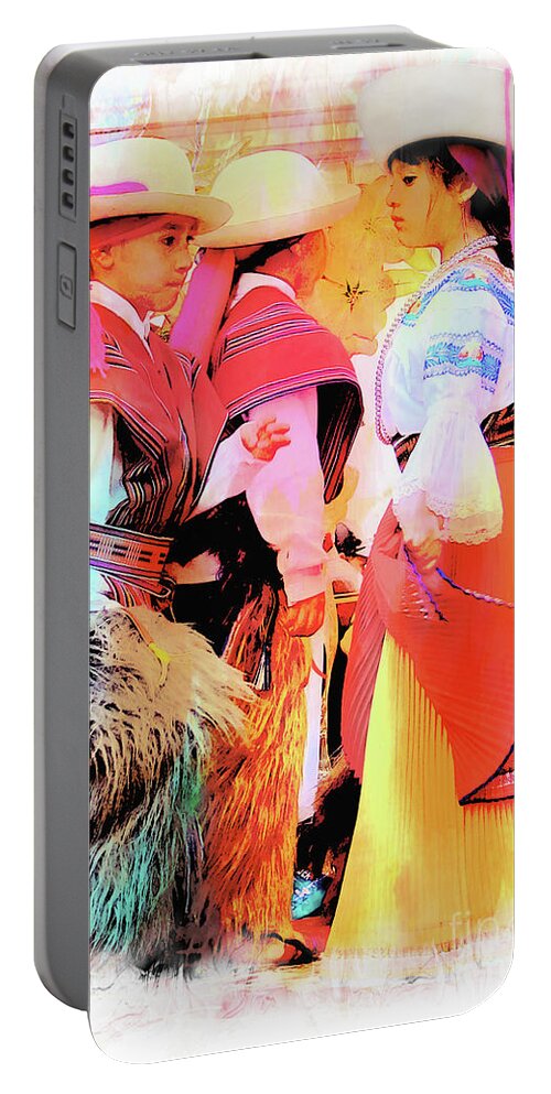 Dance Portable Battery Charger featuring the photograph Cuenca Kids 884 by Al Bourassa