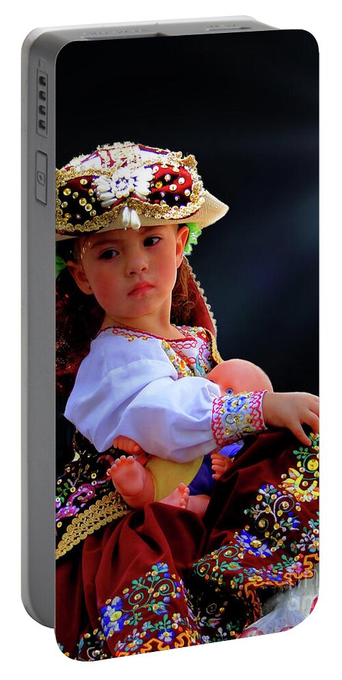 Girl Portable Battery Charger featuring the photograph Cuenca Kids 962 by Al Bourassa
