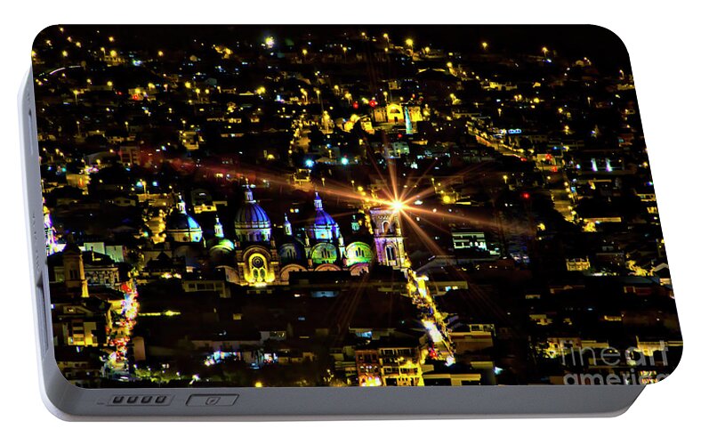 El Centro Portable Battery Charger featuring the photograph Cuenca's Historic District At Night by Al Bourassa
