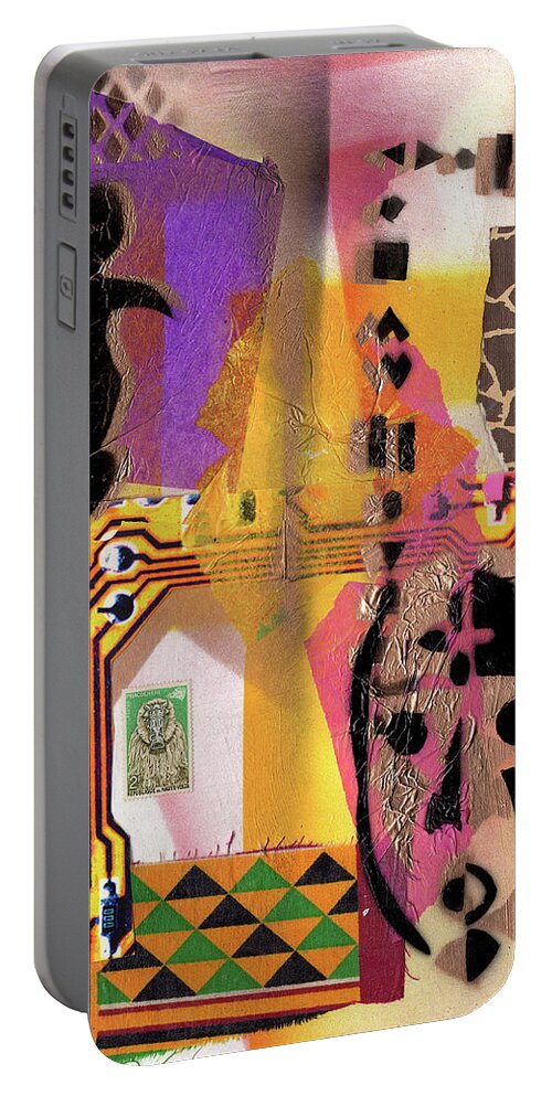 Everett Spruill Portable Battery Charger featuring the mixed media Cultural Remnants - A by Everett Spruill