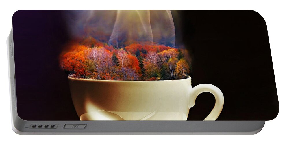 Nature Portable Battery Charger featuring the digital art Cup of Autumn by Lilia S