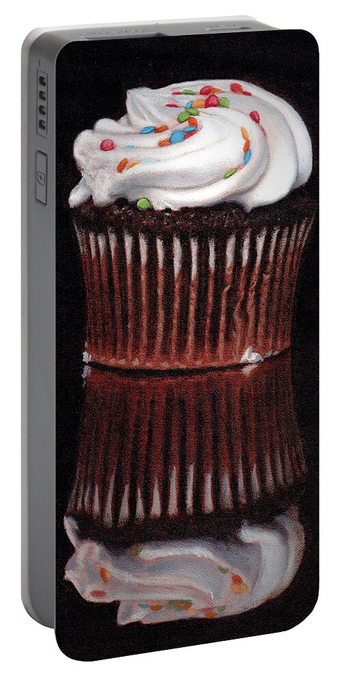 Cupcake Portable Battery Charger featuring the painting Cupcake Reflections by Linda Merchant