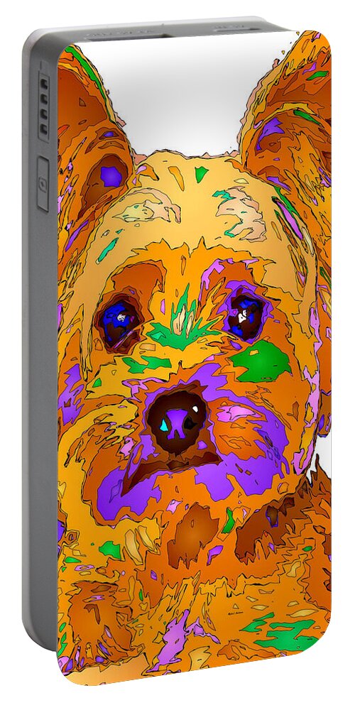 Yorkie Portable Battery Charger featuring the digital art Cupcake the Yorkie. Pet Series by Rafael Salazar